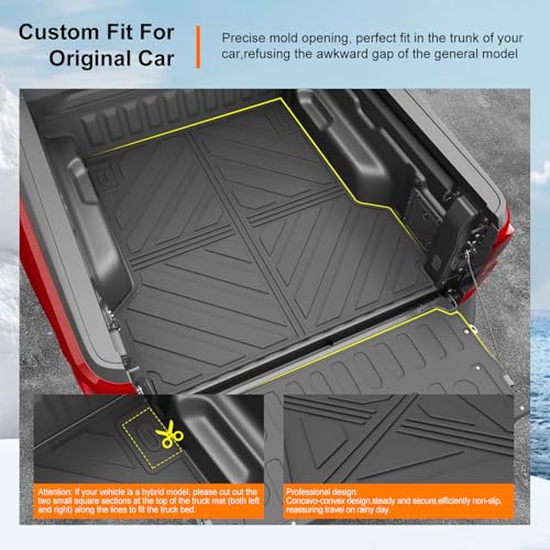 powoq Gas Floor Mat Compatible with 2022-2026 Ford Maverick Truck Bed Mat Liner Cargo Liner TPE Tailgate Mat Replacement for 2022-2024 2025 2026 Ford Maverick Accessories - Image 2