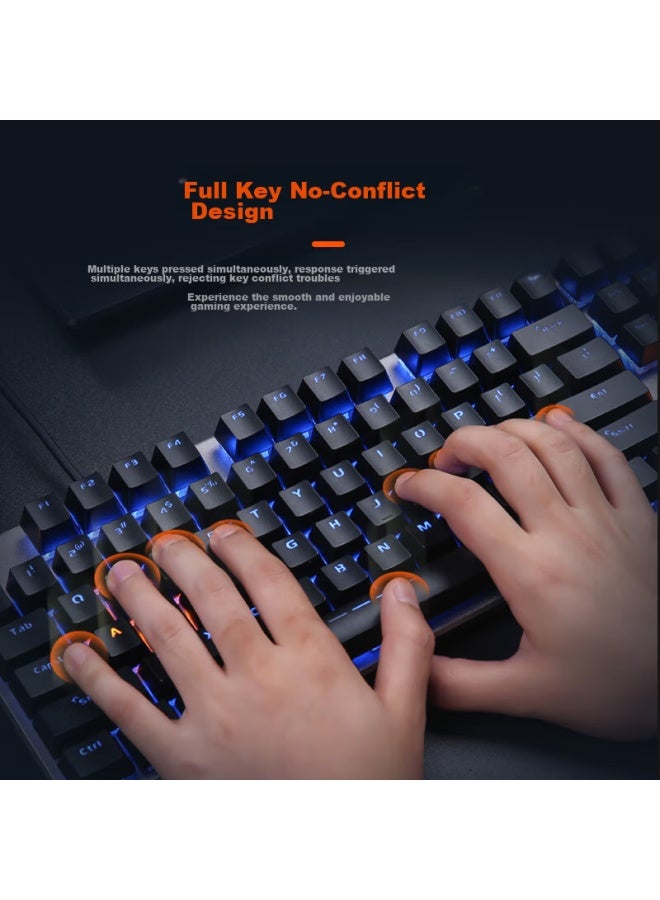 Daryo Dareu Ek815 Mechanical Alloy Edition Mechanical Keyboard, Wired Keyboard, Gaming Keyboard, 108 Keys, Single Backlight, Multi-key Anti-ghosting, Pubg Keyboard, Black Silver Red Switch - Image 1