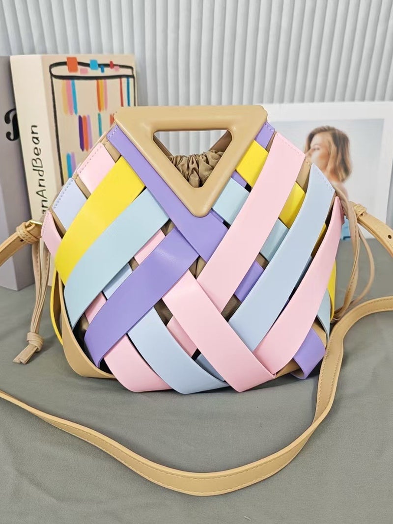 Vegetable Basket Women'S Bag Niche Design Elegant High-End Fashion Inverted Triangle Satchel Woven Bag - Image 3