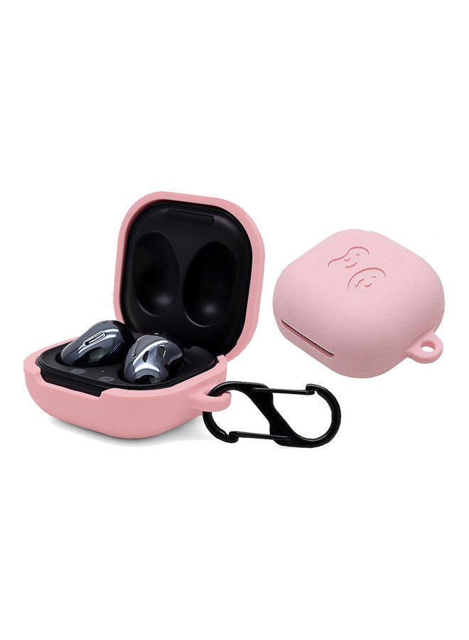 NIBEMINENT Silicone Case Compatible For Galaxy Buds Pro/Buds Live Shockproof Cover Soft Flexible with Keychain Carabiner Pink - Image 1