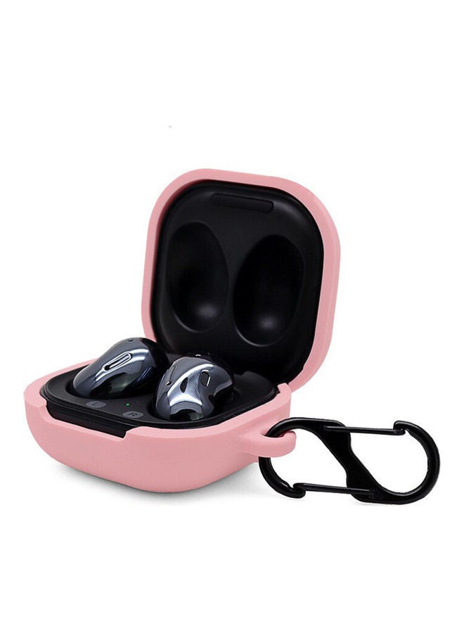 NIBEMINENT Silicone Case Compatible For Galaxy Buds Pro/Buds Live Shockproof Cover Soft Flexible with Keychain Carabiner Pink - Image 2