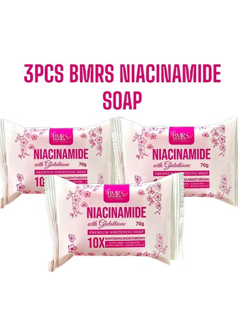 3 bars of Niacinamide Gluta Premium 10X Whitening Soap, 70g