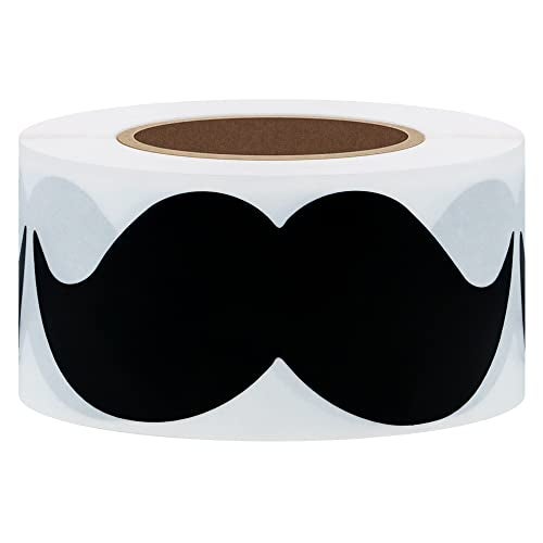 Hybsk 200pcs Fake Mustache Stickers 8cm x 4cm Black Moustache Baby Shower Little Man Themed Party Fathers Day Labels Black - Image 1