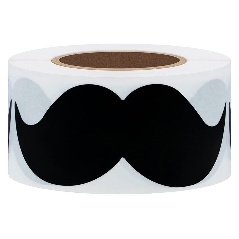 Hybsk 200pcs Fake Mustache Stickers 8cm x 4cm Black Moustache Baby Shower Little Man Themed Party Fathers Day Labels Black - Image 2