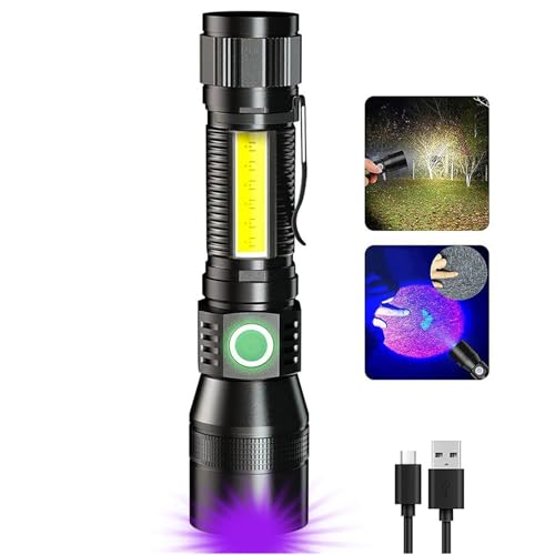 AdamStar UV Flashlight Black Light, 3-in-1 Magnetic Flashlight Rechargeable, High Lumen Tactical LED Flashlight, 7 Modes Waterproof UV Light for Camping Emergencies Pet Urine Detection - Image 1