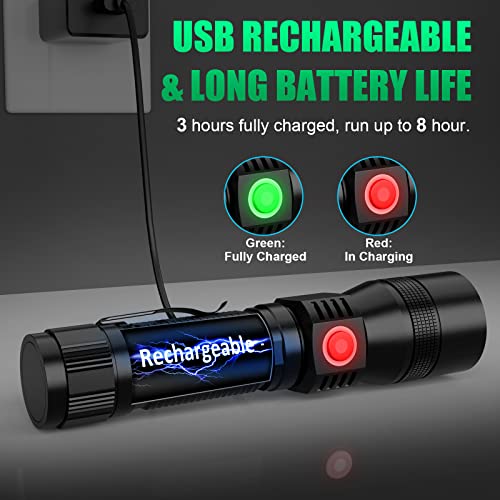 AdamStar UV Flashlight Black Light, 3-in-1 Magnetic Flashlight Rechargeable, High Lumen Tactical LED Flashlight, 7 Modes Waterproof UV Light for Camping Emergencies Pet Urine Detection - Image 5