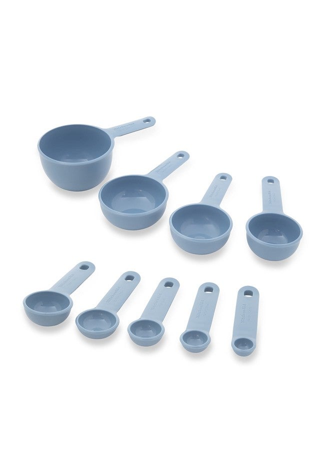 KitchenAid طقم أكواب وملاعق قياس كيتشن إيد العالمية سهل القراءة مع مقبض ناعم للتحكم الأقصى، ثقب للتعليق وتداخل لتخزين سهل، آمن في غسالة الصحون، 9 قطع، مخمل أزرق - Image 2