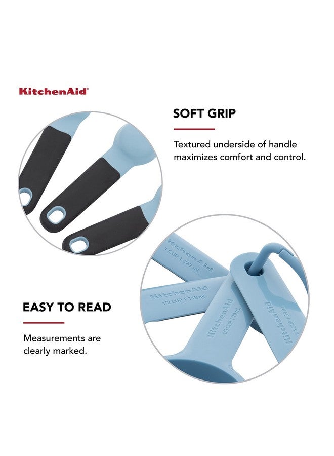 KitchenAid طقم أكواب وملاعق قياس كيتشن إيد العالمية سهل القراءة مع مقبض ناعم للتحكم الأقصى، ثقب للتعليق وتداخل لتخزين سهل، آمن في غسالة الصحون، 9 قطع، مخمل أزرق - Image 4