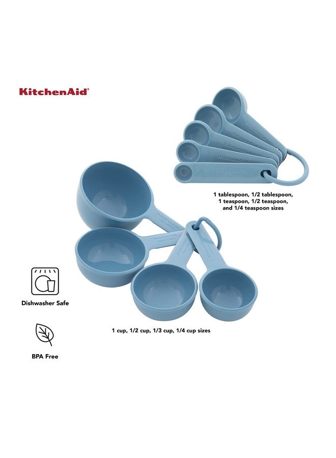 KitchenAid طقم أكواب وملاعق قياس كيتشن إيد العالمية سهل القراءة مع مقبض ناعم للتحكم الأقصى، ثقب للتعليق وتداخل لتخزين سهل، آمن في غسالة الصحون، 9 قطع، مخمل أزرق - Image 3