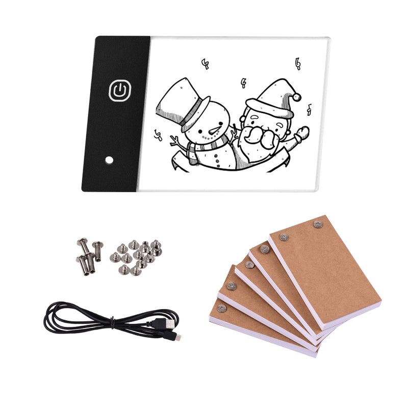Flipbook Kit with 3-Level Dimmable LED Light Pad: Hole Design for Accurate Positioning 5 Flip Books 300 Sheets 2 Binding Screws - USB Powered Flip Book Paper for Artists Animators Kids Students Home A - Image 1