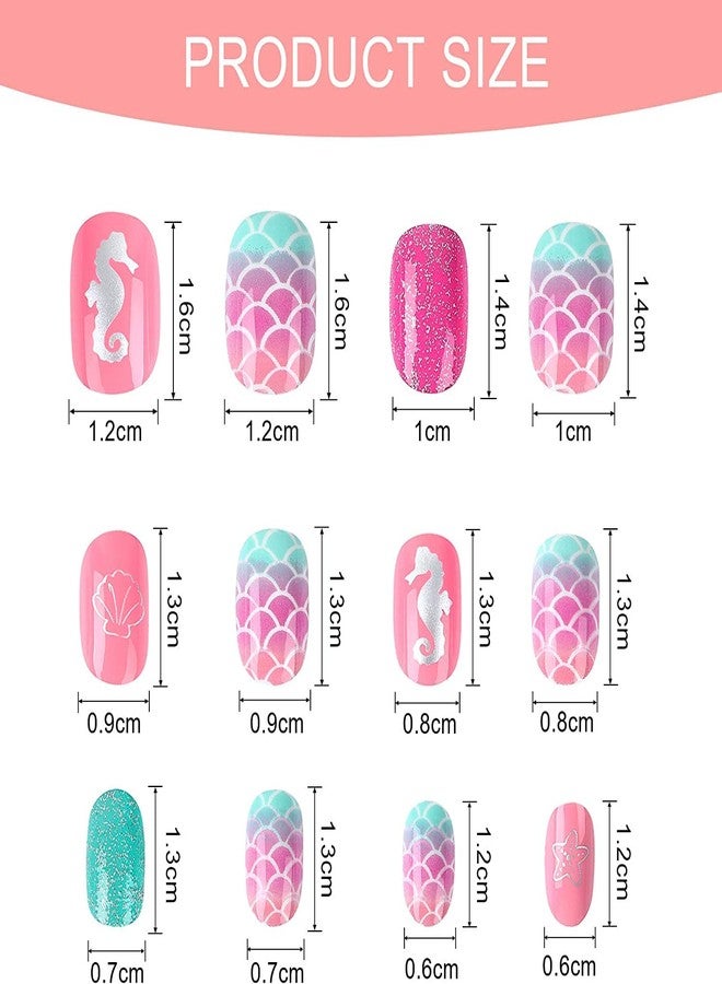 JANYUN 48 Pcs False Nail Stick on Nails Kids Full Cover Short False Nails Children Nails Gift for Kids Little Girls Nail Art Decoration - Image 2