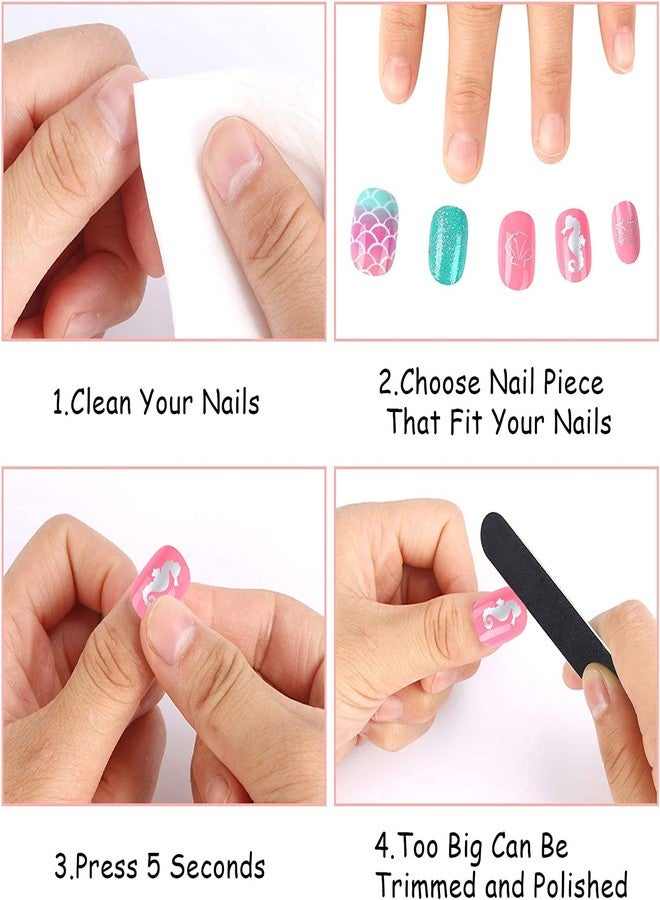 JANYUN 48 Pcs False Nail Stick on Nails Kids Full Cover Short False Nails Children Nails Gift for Kids Little Girls Nail Art Decoration - Image 5