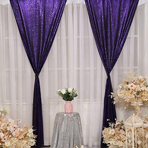 SquarePie Sequin Backdrop Curtain 2FT x 8FT Purple 2pcs Background for Wedding Halloween Party Christmas - Image 4