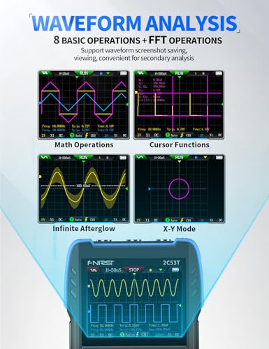 FNIRSI 2C53T Upgraded Handheld Oscilloscope, 50MHz Bandwidth, 3IN1 Digital Oscilloscope Multimeter DDS Generator, 250MS/s Sampling Rate, 19999 Counts, Voltage, Current, Capacitor, Resistor, Diode Test - Image 4