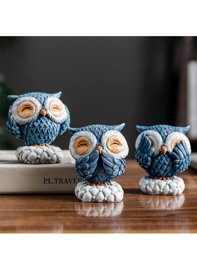 Muyixin 3 Piece Blue Owl Decor for Home Decor Accents Cute Owl Statue for Accents Living Room Bookshelf Decorations Lover Gifts - Image 5