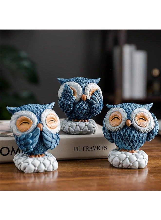 Muyixin 3 Piece Blue Owl Decor for Home Decor Accents Cute Owl Statue for Accents Living Room Bookshelf Decorations Lover Gifts - Image 4