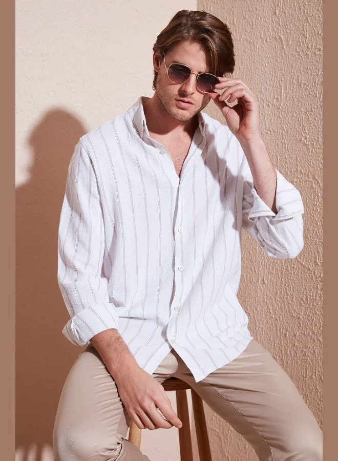 Buratti  Buratti Cotton Striped Regular Fit Button-down Collar Shirt Men's SHIRT CF21S112480 for Men | Best Price UAE