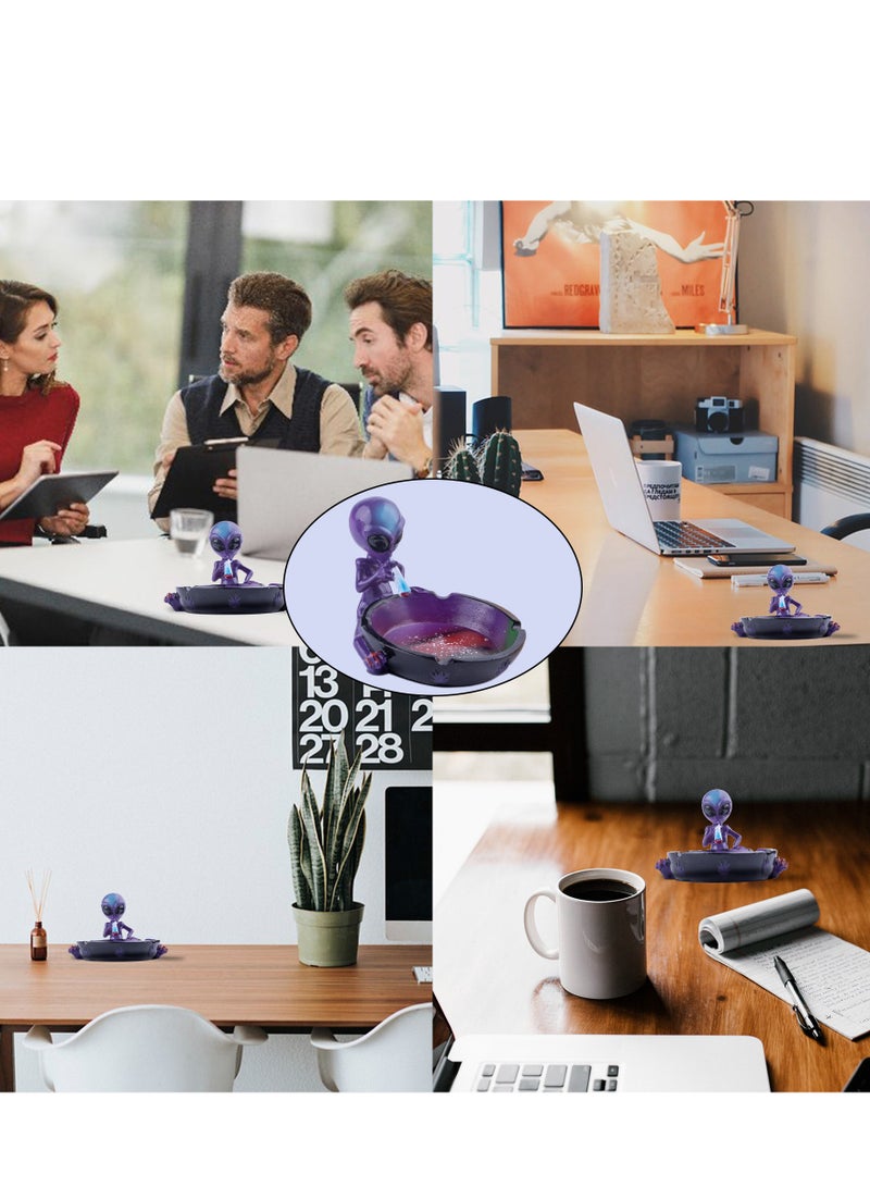 Ash Tray Cool Ashtrays for Cigarettes, Alien Fantasy Ashtray Decor for Home Office, Ornament Gift (Purple, ALIEN)  - Image 3