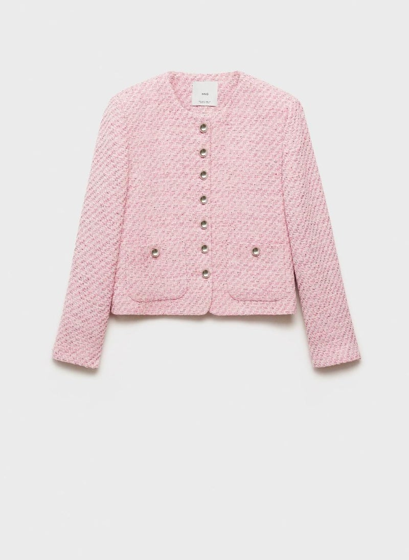 MANGO Fitted Tweed Jacket  - Image 5