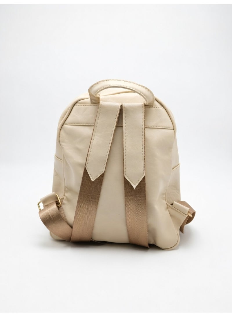 Elegant Quilted Bow Backpack – Premium Fashion Mini Backpack for Women-Beige - Image 2