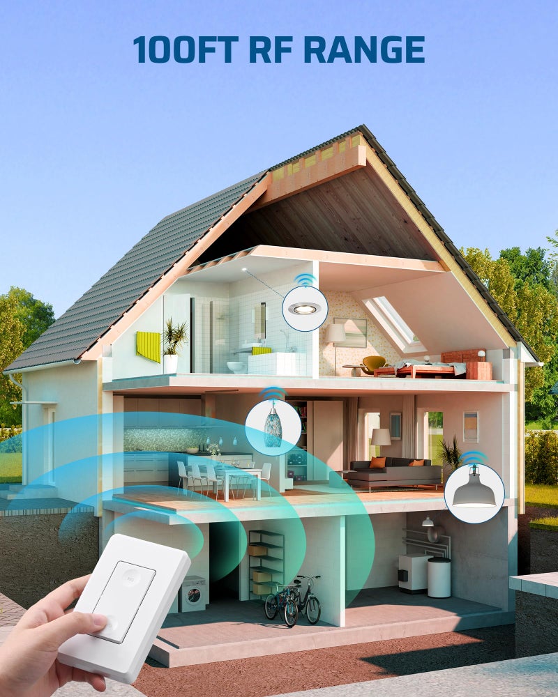 DEWENWILS Wireless Remote Light Switch, Expandable Wireless Wall Switch Kit, No Wiring, No WiFi, 100 Ft RF Range, Programmable, Remote Control Light Fixture for Lamps, Ceiling Lights, Fans - Image 5