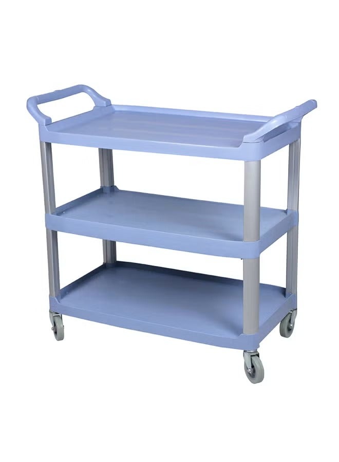 Generic Large serving cart with three shelves, blue. 
