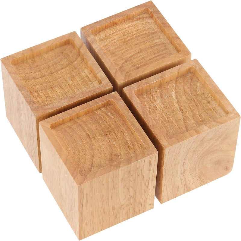 ZEONHAK 4 Pack 3 Inches Wood Bed Risers Natural Wood Furniture Lifters Heavy Duty Bed Risers for Sofa Bed Chair Table Desk Furniture