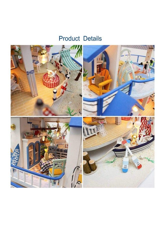 طقم منزل دمى DIY، منزل دمى خشبي مصغر مع أثاث وموسيقى، طقم بناء منزل صغير، أطقم مصغرة DIY، أسطورة البحر الأزرق، هدية لعيد الميلاد وعيد الفصح - Image 4