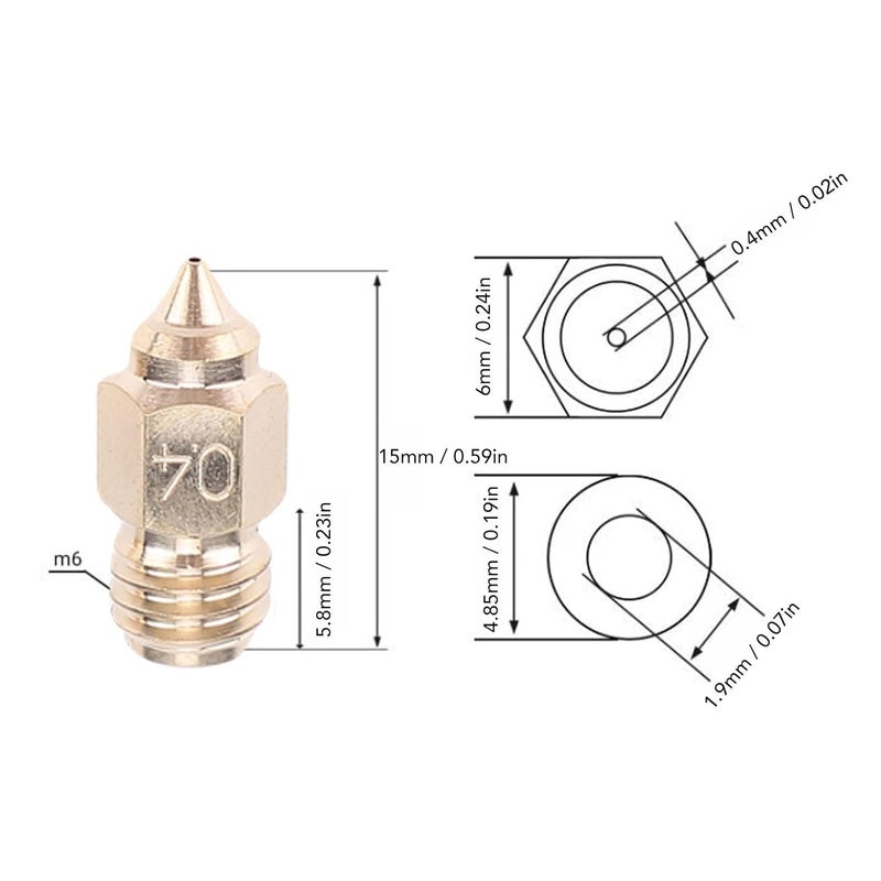 Eujgoov 3 Pcs 0.4mm Brass Hotend Nozzle Replacement for Ender 5 Max 3D Printer High Hardness 3D Printing Accessory - Image 2