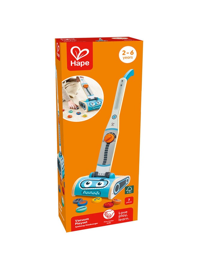 هيب هايب مجموعة ألعاب المكنسة الكهربائية الخشبية مع ملحقات - 7 قطع - Image 2