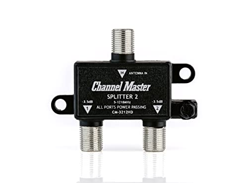 Channel Master Splitter 2 | 2-Way Splitter Distributes Digital HDTV Antenna Signal to 2 TVs, One Input and Two Outputs, Power Passing for Preamplifiers and Boosters, Low-Loss Design, Indoor/Outdoor - Image 1