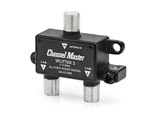 Channel Master Splitter 2 | 2-Way Splitter Distributes Digital HDTV Antenna Signal to 2 TVs, One Input and Two Outputs, Power Passing for Preamplifiers and Boosters, Low-Loss Design, Indoor/Outdoor - Image 2