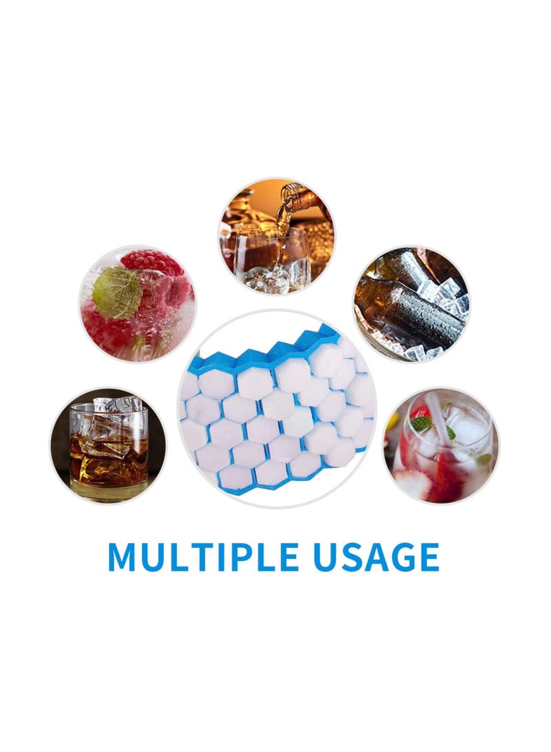 Cool Baby COOLBABY 2 PCS Premium Ice Cube Trays Silicone Ice Cube Molds with Sealing Lid 74-Ice Trays Reusable Safe Hexagonal Ice Cube Molds for Chilled Drinks Whiskey Cocktail - Image 2