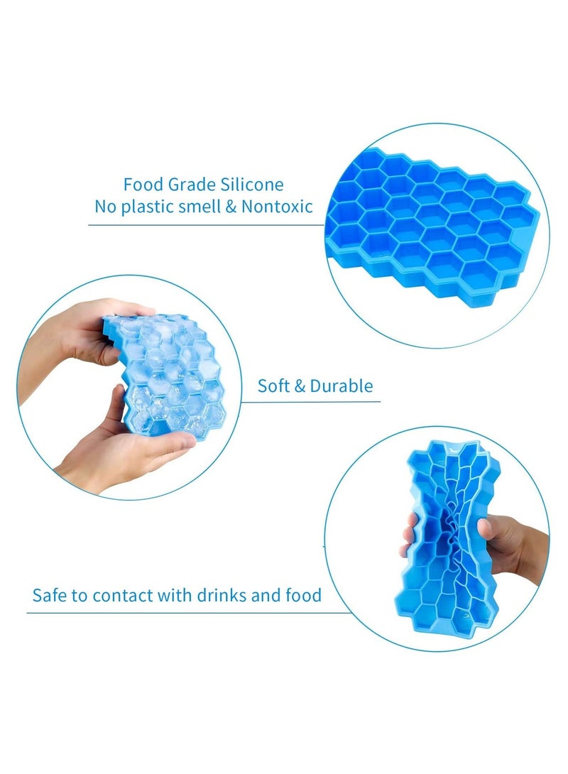 Cool Baby COOLBABY 2 PCS Premium Ice Cube Trays Silicone Ice Cube Molds with Sealing Lid 74-Ice Trays Reusable Safe Hexagonal Ice Cube Molds for Chilled Drinks Whiskey Cocktail - Image 4