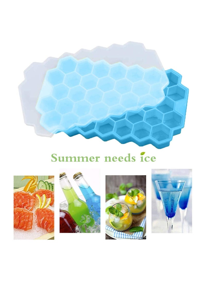 Cool Baby COOLBABY 2 PCS Premium Ice Cube Trays Silicone Ice Cube Molds with Sealing Lid 74-Ice Trays Reusable Safe Hexagonal Ice Cube Molds for Chilled Drinks Whiskey Cocktail - Image 3