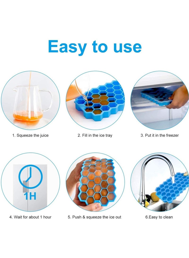 Cool Baby COOLBABY 2 PCS Premium Ice Cube Trays Silicone Ice Cube Molds with Sealing Lid 74-Ice Trays Reusable Safe Hexagonal Ice Cube Molds for Chilled Drinks Whiskey Cocktail - Image 5