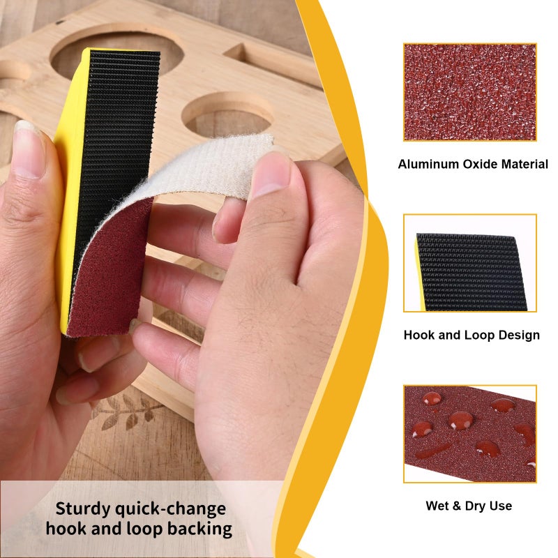 Shineboc 120 PCS Micro Sander Kit, Detail & Mini Hand Sanding Block, 40â€“2000 Grit Aluminum Oxide Sandpaper Assortment for Wood, Crafts, Tight Spaces and DIY Projects - Image 3
