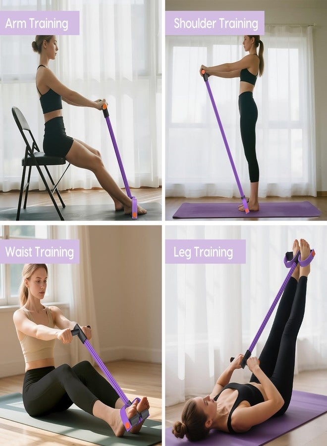 Hacole Exercise Bands with Handles, 6-Tube Elastic Yoga Pedal Puller Resistance Band, Natural Rubber Stirrup Puller for Exercise, Multifunction Tension Rope for Abdomen, Waist, Arm, Leg Stretching Training - Image 5