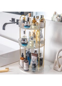 Sharpdo Rotating Makeup Organizer for Vanity 3 Tier, High-Capacity Skincare Clear Make Up Storage Perfume Organizers Cosmetic Dresser Organizer Countertop 360 Spinning  - Image 1