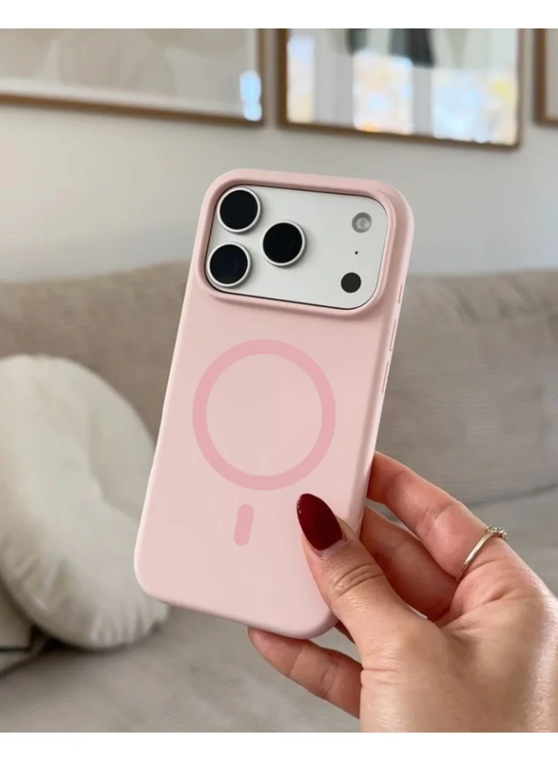 Mobcos Mobcos iPhone 17 Pro Pink Elite Ring Mobcos iPhone 17 Pro Pink Elite Ring Premium Silicone Magnetic Wireless Charging Case for iPhone | Silky Soft Touch | Military-Grade Shockproof Protection | Strong Magnetic Compatibility | Luxury Slim Cover  | Best Price UAE
