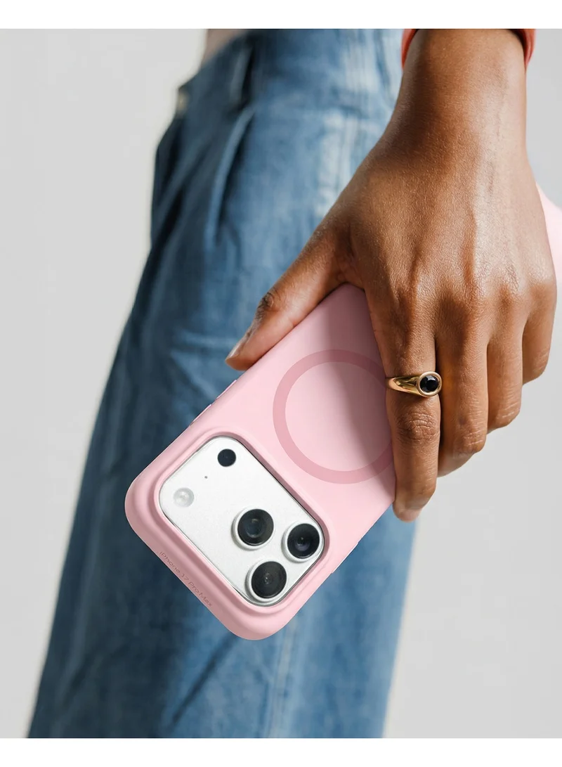 Mobcos Mobcos iPhone 17 Pro Pink Elite Ring Mobcos iPhone 17 Pro Pink Elite Ring Premium Silicone Magnetic Wireless Charging Case for iPhone | Silky Soft Touch | Military-Grade Shockproof Protection | Strong Magnetic Compatibility | Luxury Slim Cover  | Best Price UAE