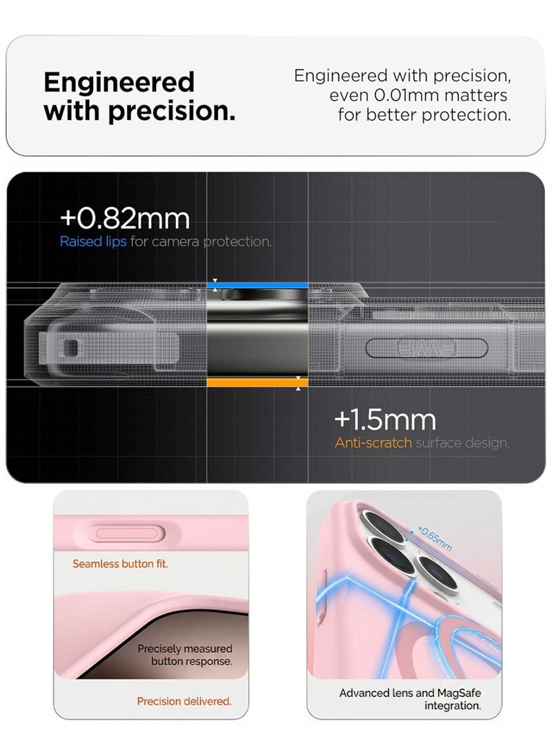 Mobcos iPhone 17 Pro Pink Elite Ring Premium Silicone Magnetic Wireless Charging Case for iPhone | Silky Soft Touch | Military-Grade Shockproof Protection | Strong Magnetic Compatibility | Luxury Slim Cover - Image 4