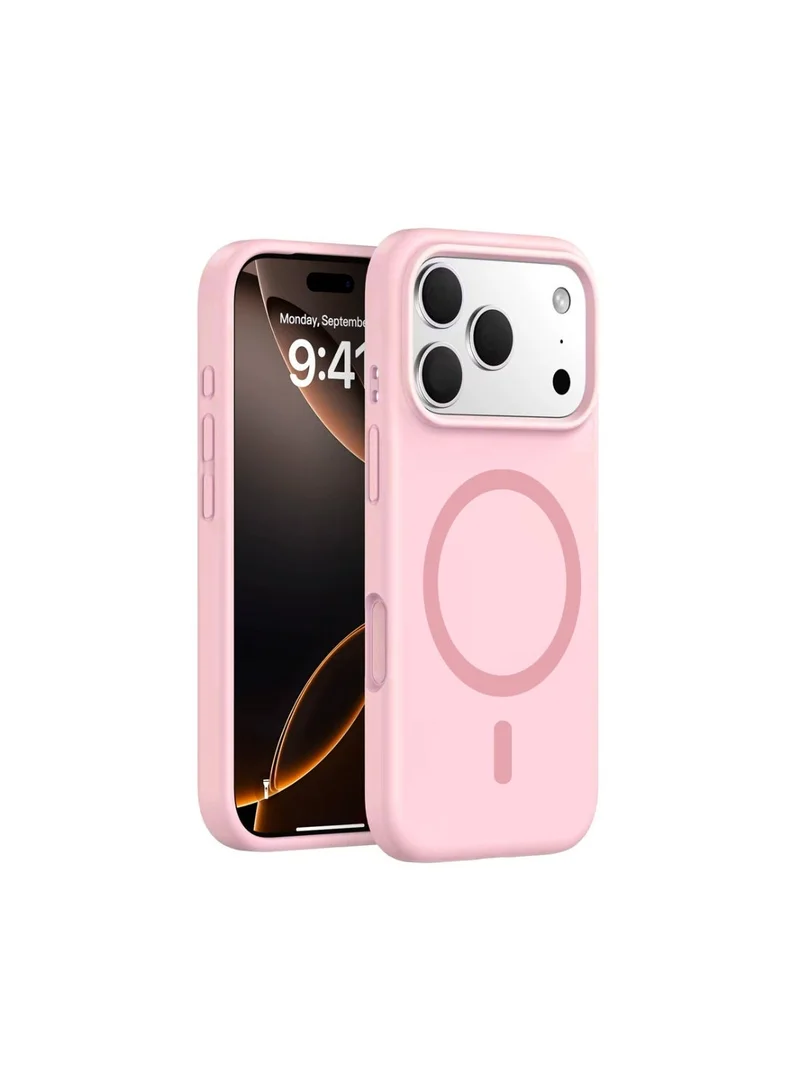 Mobcos Mobcos iPhone 17 Pro Pink Elite Ring Premium Silicone Magnetic Wireless Charging Case for iPhone | Silky Soft Touch | Military-Grade Shockproof Protection | Strong Magnetic Compatibility | Luxury Slim Cover