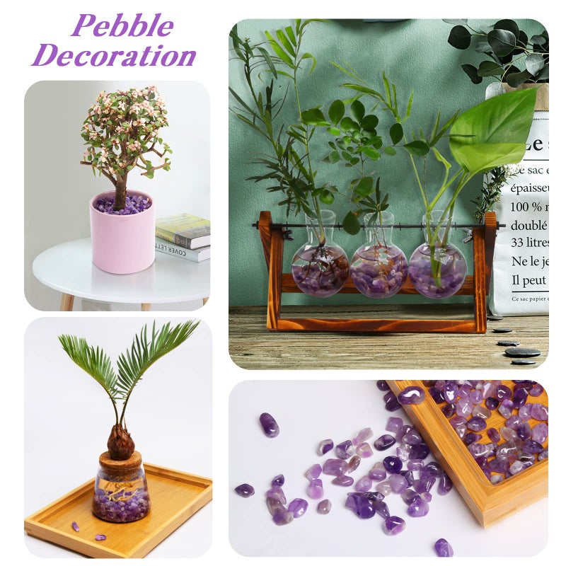 Qicqdram Polished Gem Stones Rocks Crystals 0.9 Lb/405G Natural Tumbled Stones Amethyst Crystal Chips Bulk For Healing Crystals & Fish Tank Rocks Gravel  Vase Filler  Plants Decor - Image 3