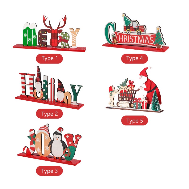 Christmas Table Decorations Wooden Xmas Table Centerpiece Sign Desk Decoration Ornaments Display for Christmas Party Supplies Dinner Room Holiday Decor Gifts - Image 2