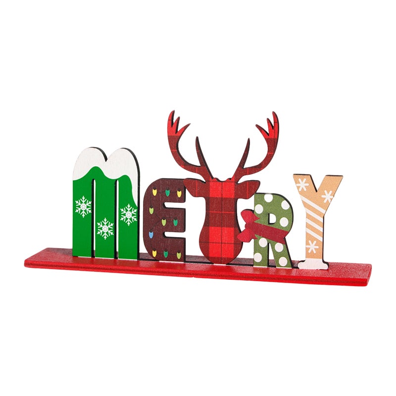 Christmas Table Decorations Wooden Xmas Table Centerpiece Sign Desk Decoration Ornaments Display for Christmas Party Supplies Dinner Room Holiday Decor Gifts - Image 1
