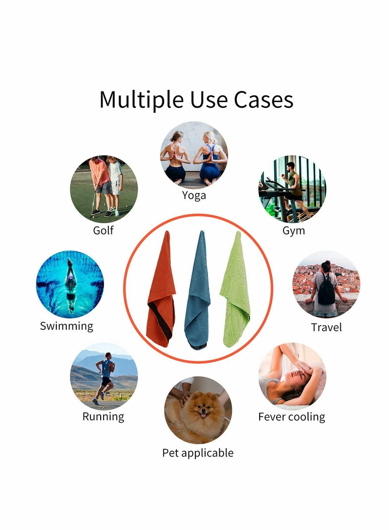 SOLARAE Cooling Towels for Neck and Face with Carry Case 3 Packs, Workout Towel for Athletes, Soft & Breathable Ice Cooling Towel, Microfiber Chilly Towel - Image 4