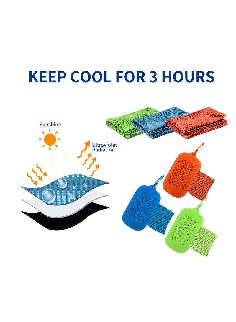 SOLARAE Cooling Towels for Neck and Face with Carry Case 3 Packs, Workout Towel for Athletes, Soft & Breathable Ice Cooling Towel, Microfiber Chilly Towel - Image 2