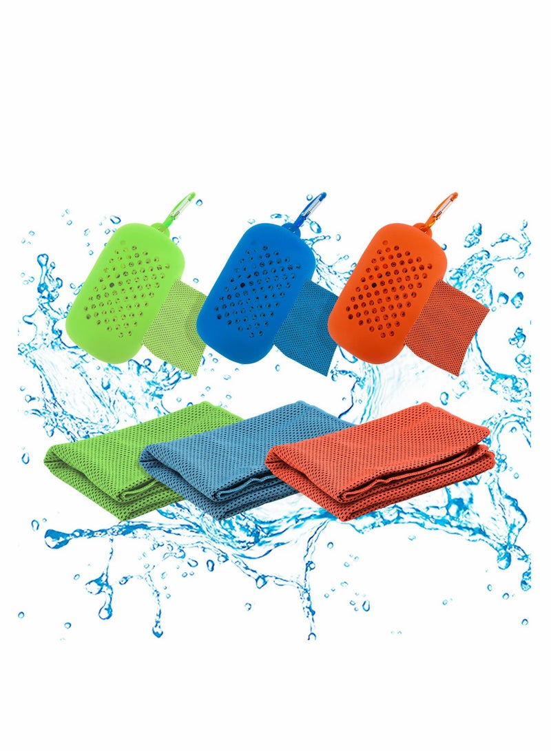 SOLARAE Cooling Towels for Neck and Face with Carry Case 3 Packs, Workout Towel for Athletes, Soft & Breathable Ice Cooling Towel, Microfiber Chilly Towel - Image 1