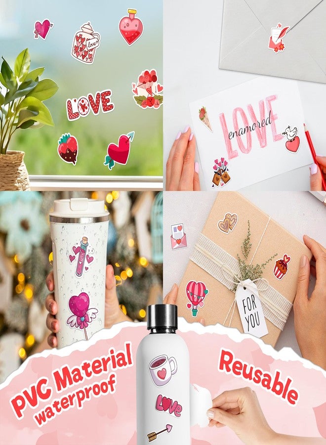 LINAYE 150 PCS Valentines Stickers for Kids Vinyl Waterproof Non-Repeating Adhesive Happy Valentines Day Heart Stickers Bulk for Kids Teens Girls Classroom Crafts & Gifts - Image 2